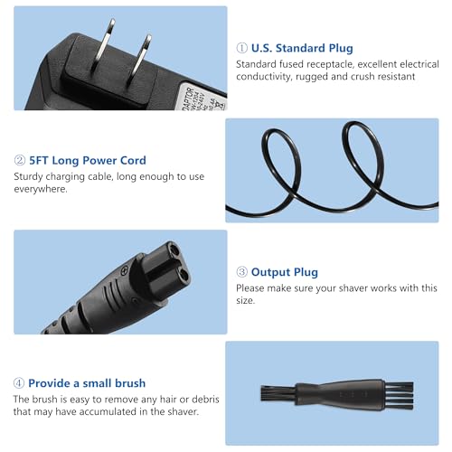 FNKTQL 12V for Remington Shaver Charger PA-1204N, Replacement for Remington Shaver F5-5800 F5800 F7800 F5790 F4790 FR750 MS-280 MS-290 MS3-2000 Electric Razor Trimmer Charger Cord