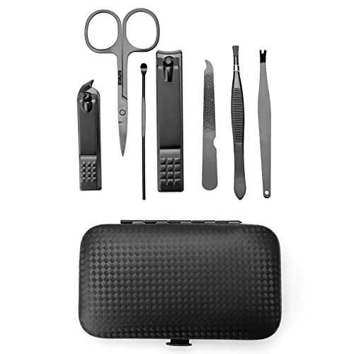 Manicure Set Nail Clippers Pedicure Kit,7 In 1 Pieces Stainless Steel Manicure Kit,Grooming Kits,Christmas Gifts Under 5 Dollars Patient Nail Care Tools with Luxurious Travel Case