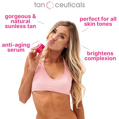 Tanceuticals Self Tanning Face Serum - Color-Correcting and Hydrating with Vitamin C & Hyaluronic - Facial Self Tanner for Natural Looking & Long Lasting Sunless Tan - 1 oz (Dark)