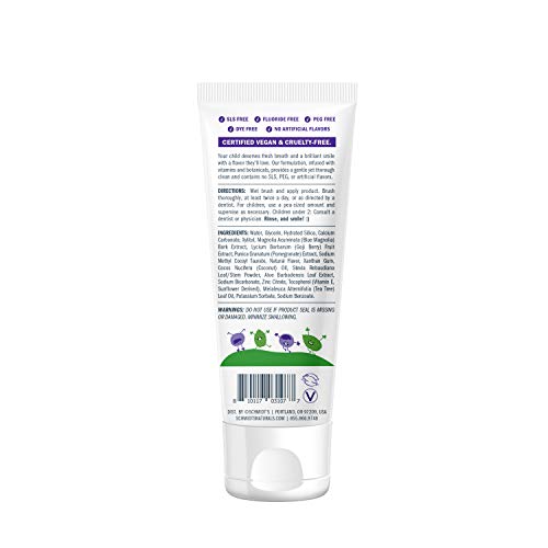 Schmidt's Children's Toothpaste For Clean Teeth, Mint + Berry, Fluoride Free 4.7 oz 6 Count