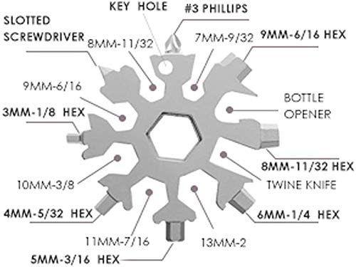 18-in-1 Snowflake Multitool, Stainless Steel Snowflake tool Bottle Opener, Snowflake Multi Tool Cool Gadgets Stocking Stuffers for Men, Christmas Gifts for Men, Dads, Husbands.(Black)