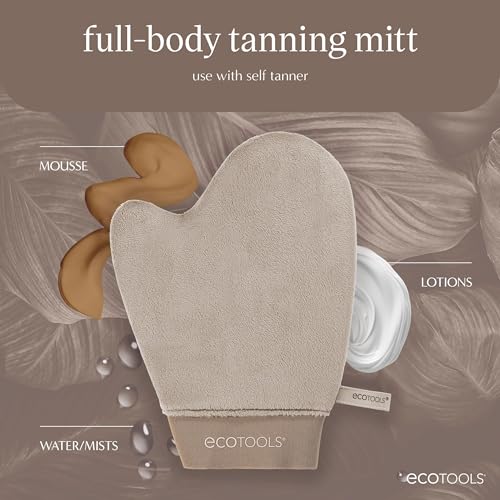 EcoTools Good Tan Full-Body Tanning Mitt, For Self-Tan Application, Use Self Tanning Mitt With Tanning Mousse, Lotions, & Tanning Waters, Eco Friendly Self Tan Mitt, Vegan, & Cruelty-Free, 1 Count