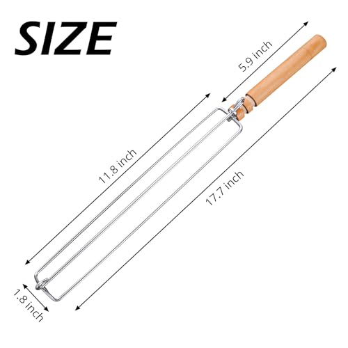 Wing Rails for Grilling Chicken Wings: Outdoor Barbecue Fork, Stainless Steel Chicken Wings Grilling Rails with Wooden Handle, BBQ Grilling Tool Set for Outdoor Picnic Camping Barbecue (2 Pcs)