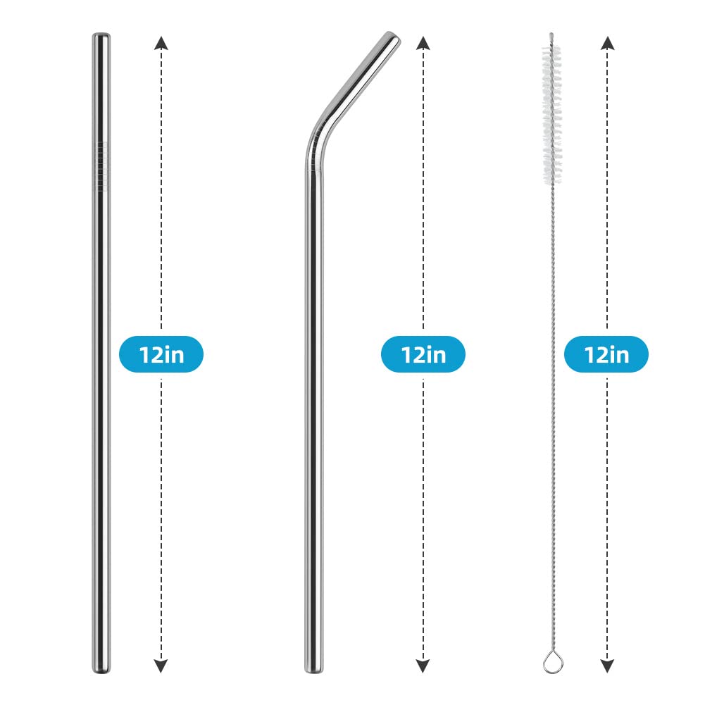AUAUY 4 PCS Stainless Steel Replacement Straws for Stanley 40oz Cup, Reusable Straws Compatible with Stanley Adventure Quencher Travel Tumbler, Durable Cup Straws with Cleaning Brush & Straw Covers