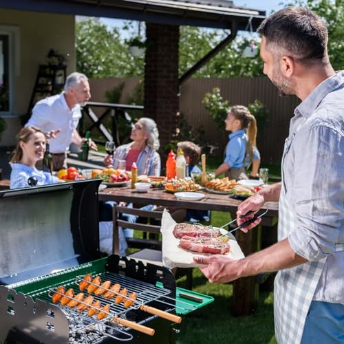 Wing Rails for Grilling Chicken Wings: Outdoor Barbecue Fork, Stainless Steel Chicken Wings Grilling Rails with Wooden Handle, BBQ Grilling Tool Set for Outdoor Picnic Camping Barbecue (2 Pcs)