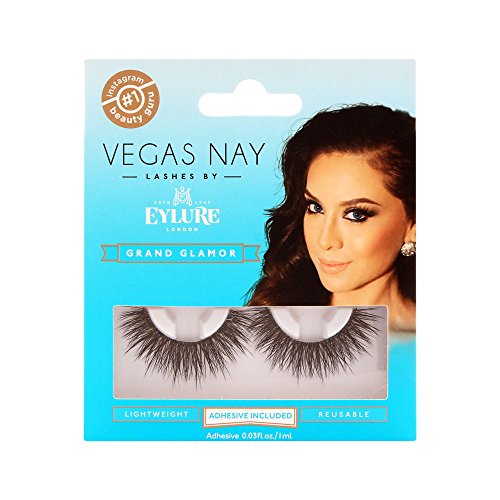 Eylure Vegas Nay Grand Glamour, Multi Pack, Reusable, Adhesive Included, 3 Pairs, 0.07 Ounce