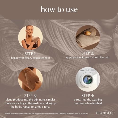 EcoTools Good Tan Full-Body Tanning Mitt, For Self-Tan Application, Use Self Tanning Mitt With Tanning Mousse, Lotions, & Tanning Waters, Eco Friendly Self Tan Mitt, Vegan, & Cruelty-Free, 1 Count