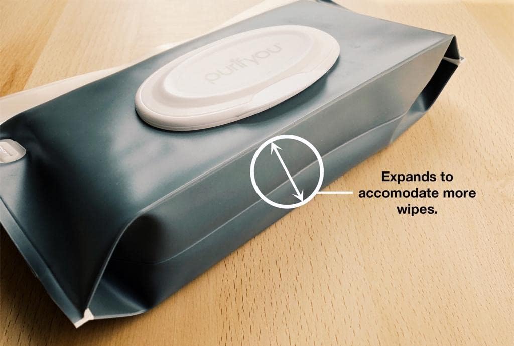 Baby Wipe Case Travel Holder | Keeps Wipes Moist | Set of 6 Wet Wipes Holders Cases | Portable Travel On The Go Refillable Dispenser Container, by purifyou