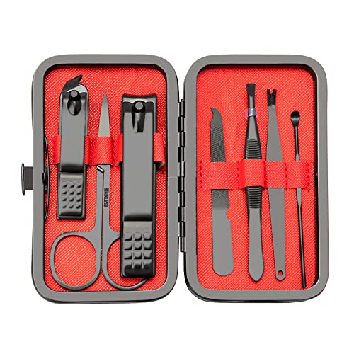 Manicure Set Nail Clippers Pedicure Kit,7 In 1 Pieces Stainless Steel Manicure Kit,Grooming Kits,Christmas Gifts Under 5 Dollars Patient Nail Care Tools with Luxurious Travel Case