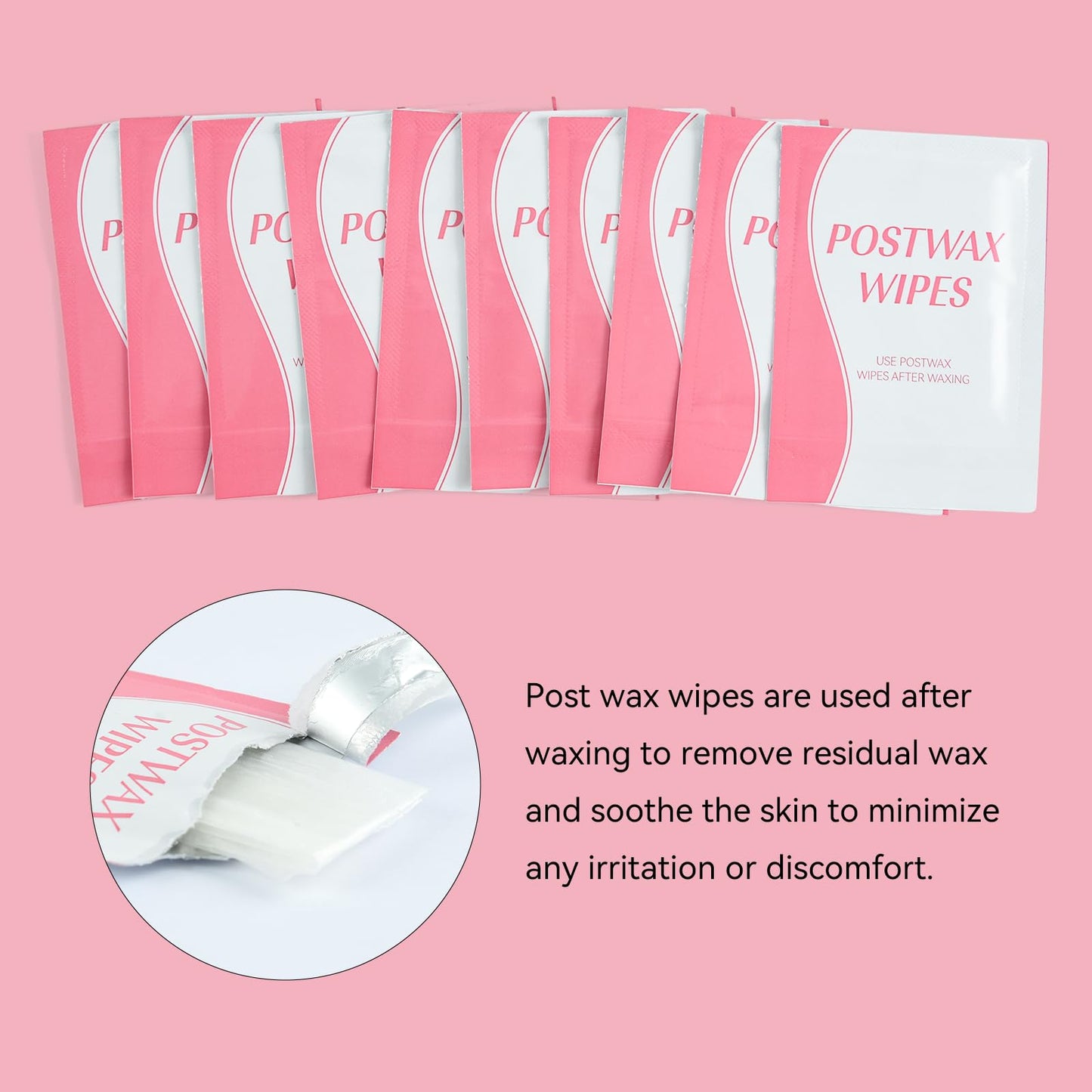 After Wax Wipes for Hair Removal - Post Wax oil - Post Waxing Cleanser for the Skin- Reduces Redness, Removes Residue,Refill Pack with 20pcs