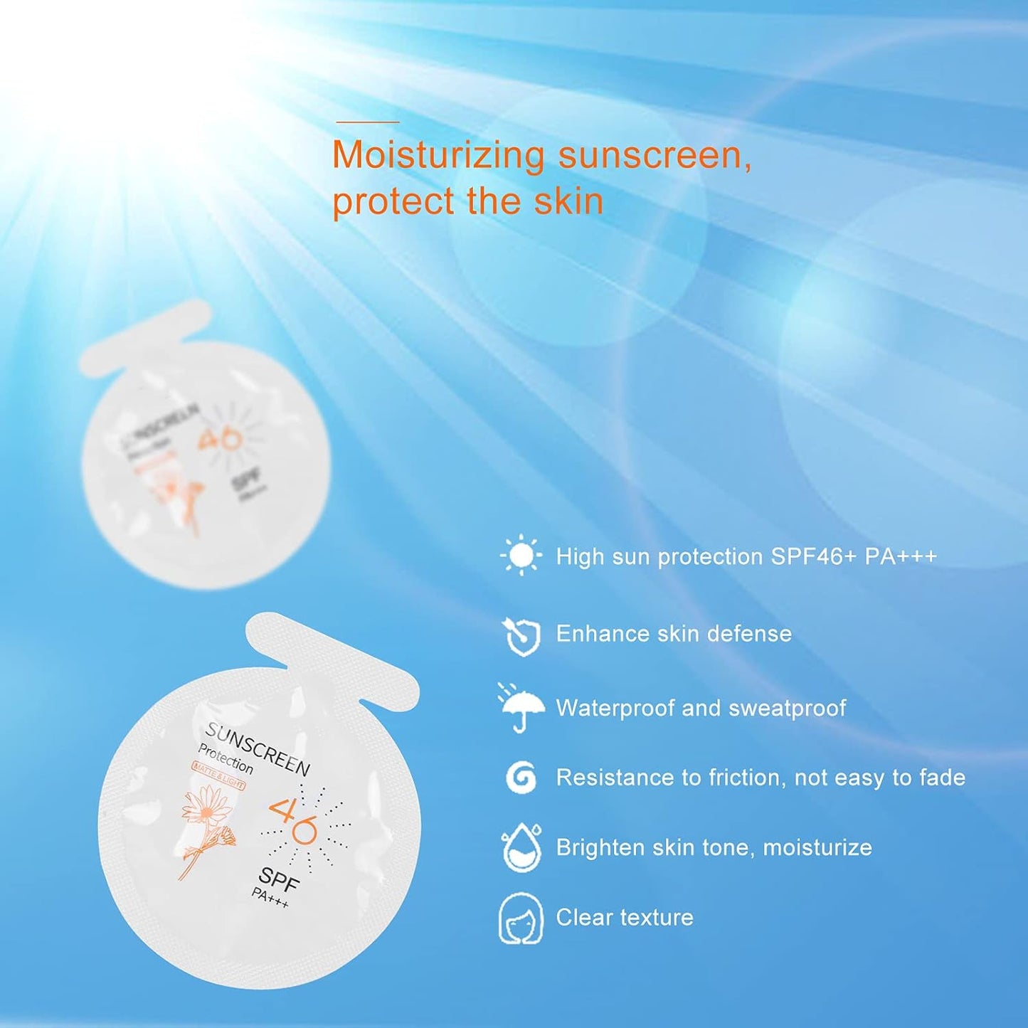 SPF 46 Sunscreen Pack of 20 - Moisturizing Water-Resistant Face & Body Sunblock