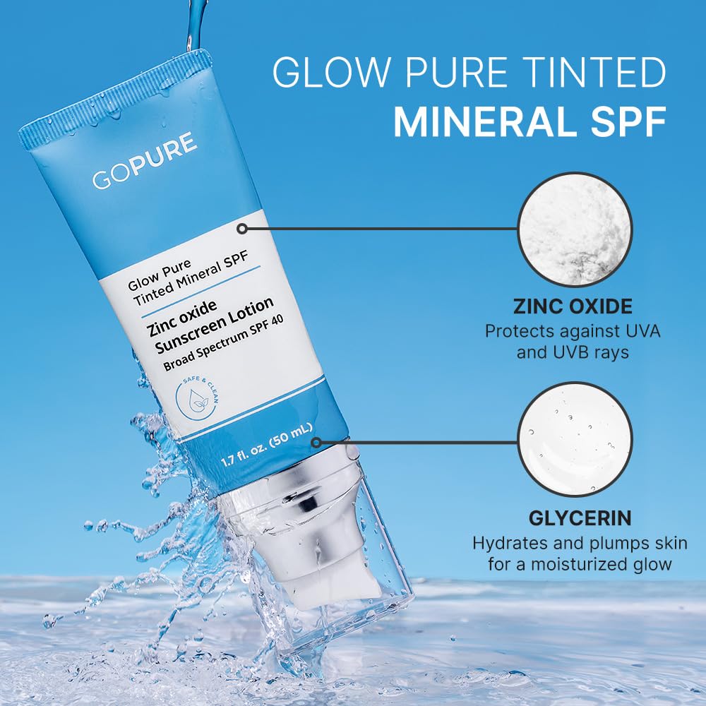 goPure Glow Pure Tinted Mineral SPF 40 PA +++ | Dermatologist-tested Face Sunscreen | Tinted Moisturizer with SPF | Protected Glowing Skin | No artificial fragrance, Reef-Friendly & Natural Sunscreen