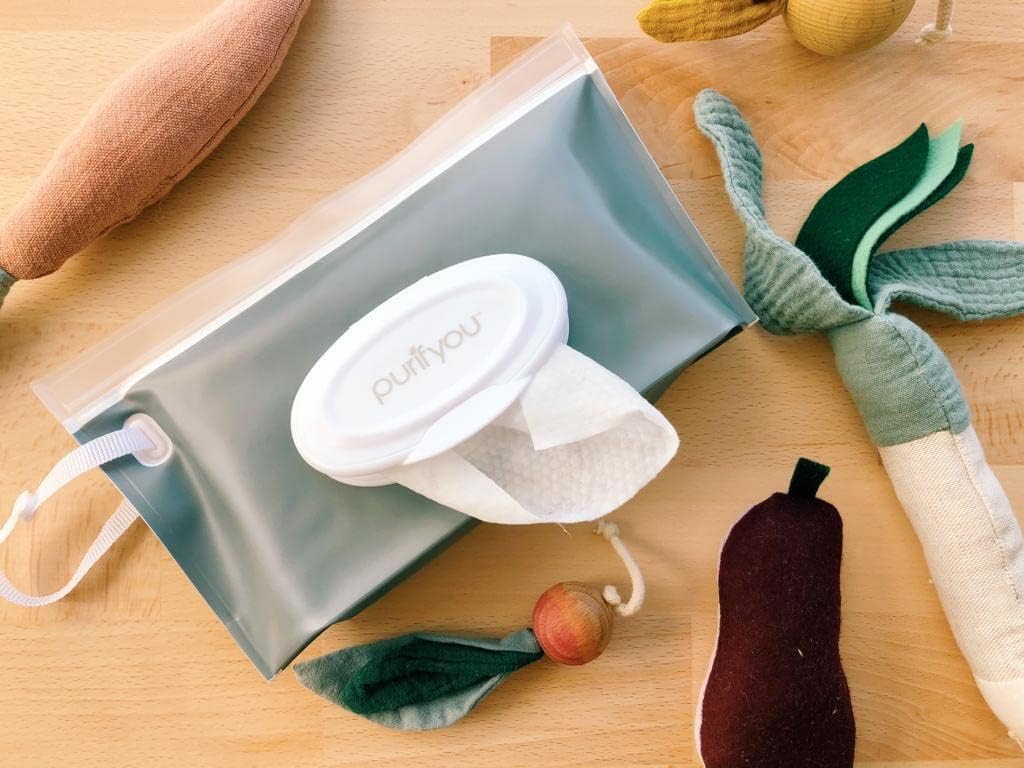 Baby Wipe Case Travel Holder | Keeps Wipes Moist | Set of 6 Wet Wipes Holders Cases | Portable Travel On The Go Refillable Dispenser Container, by purifyou