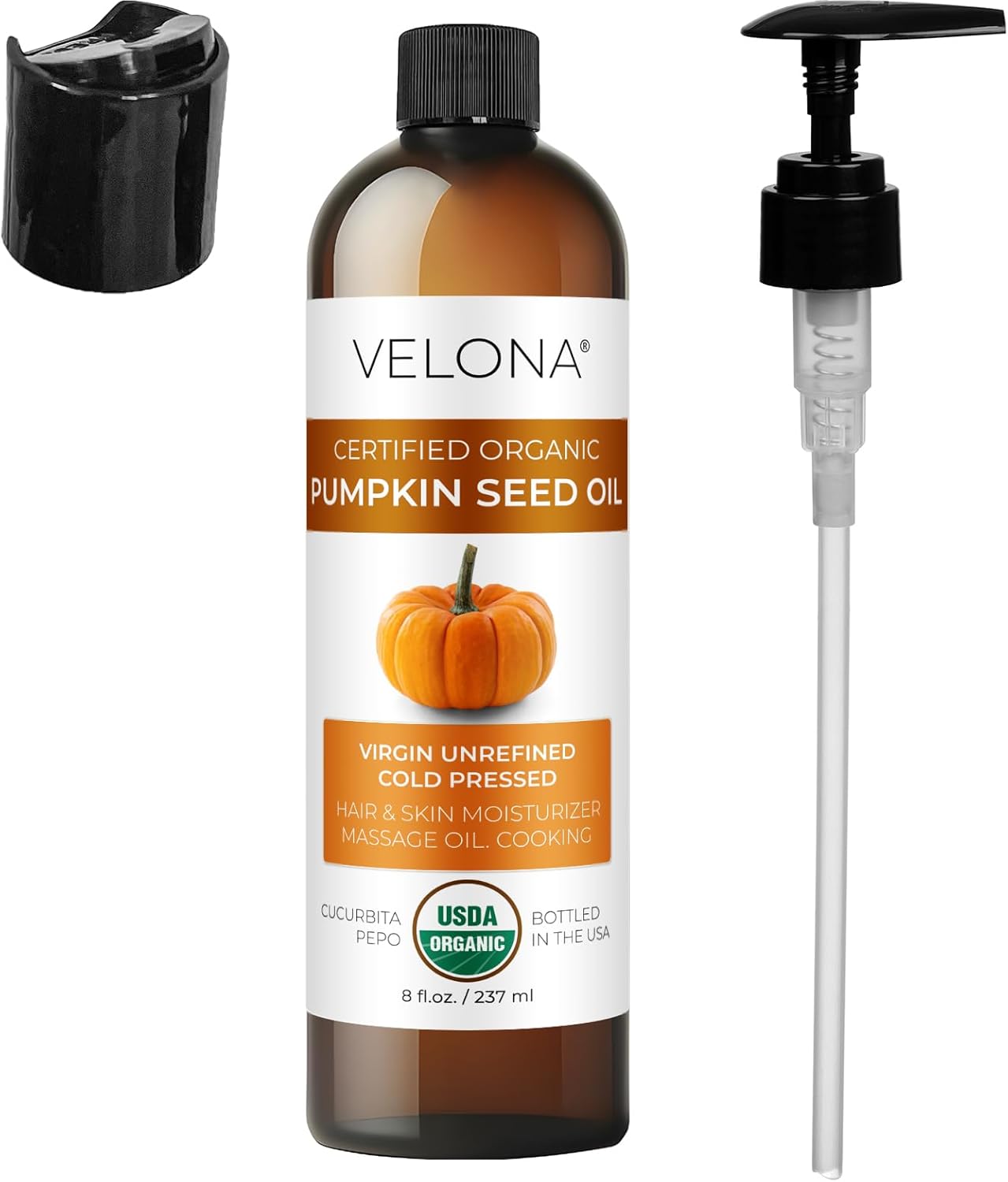 Organic Pumpkin Seed Oil - 8 Fl Oz | 100% Pure Cold Pressed Carrier Oil for Cooking & Skin Care