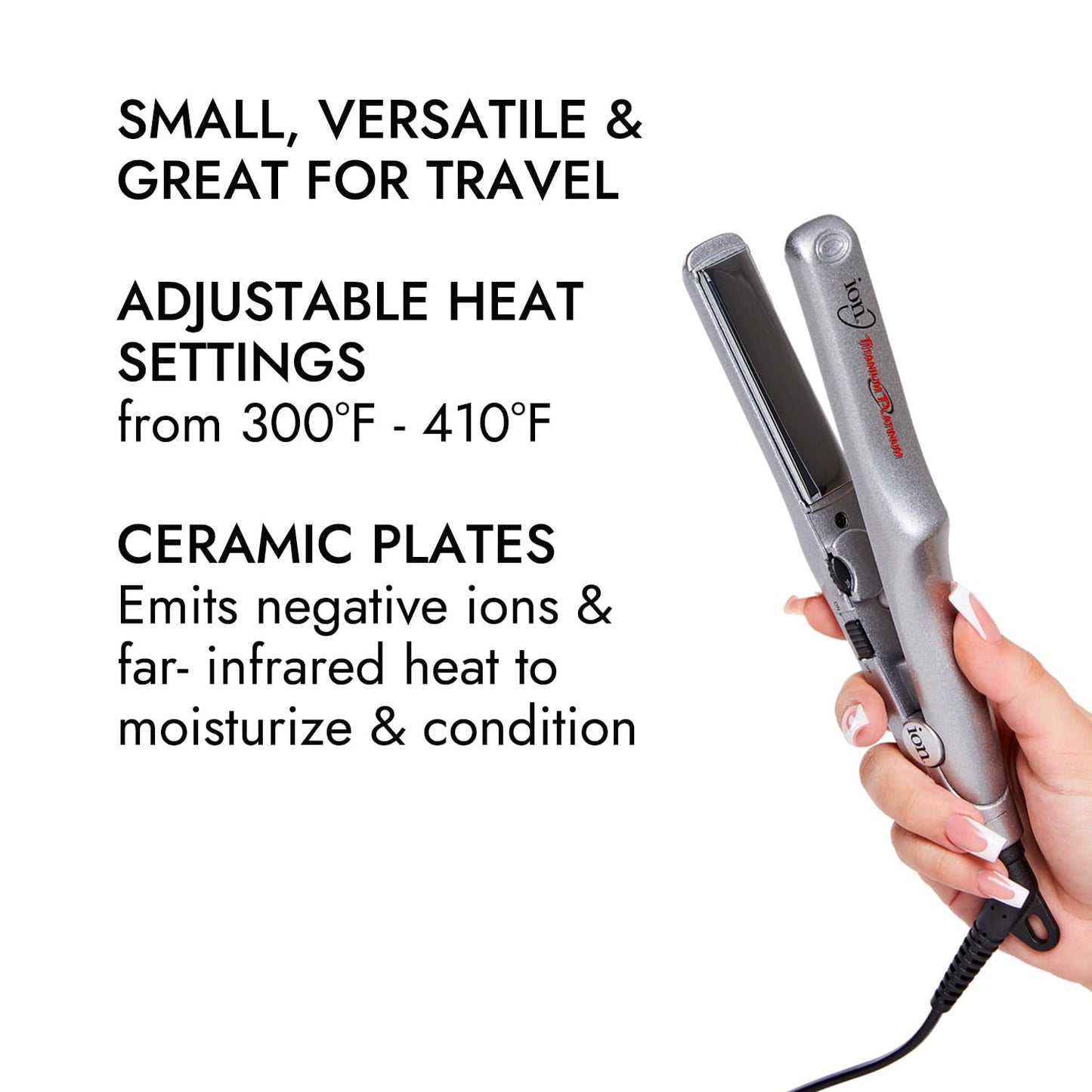 Ion Titanium Ceramic Travel Gator Iron 1 Inch