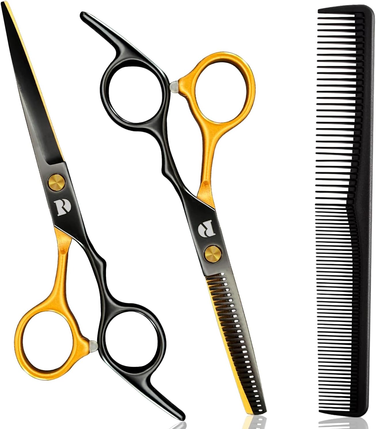 Professional 6-Inch Hair Cutting Shears Set - Barber Scissors & Thinning Shears Kit for Men, Women & Kids (Rainbow Finish)