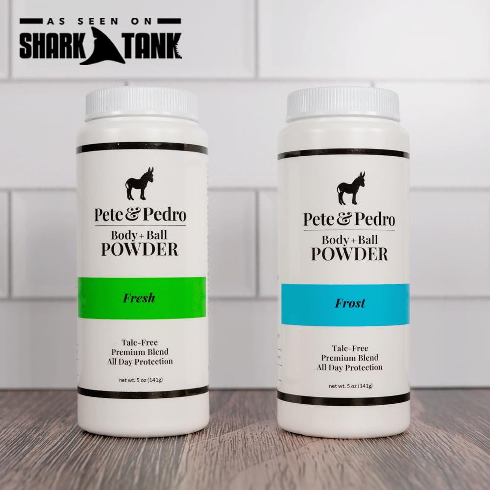 Pete & Pedro Body & Balls Powder (Frost - Cooling Sensation) Talc-Free Ball Powder for Men | Helps with Odor & Absorbs Moisture & Sweat | Deodorant Hygiene for Groin | As Seen on Shark Tank, 5 oz.