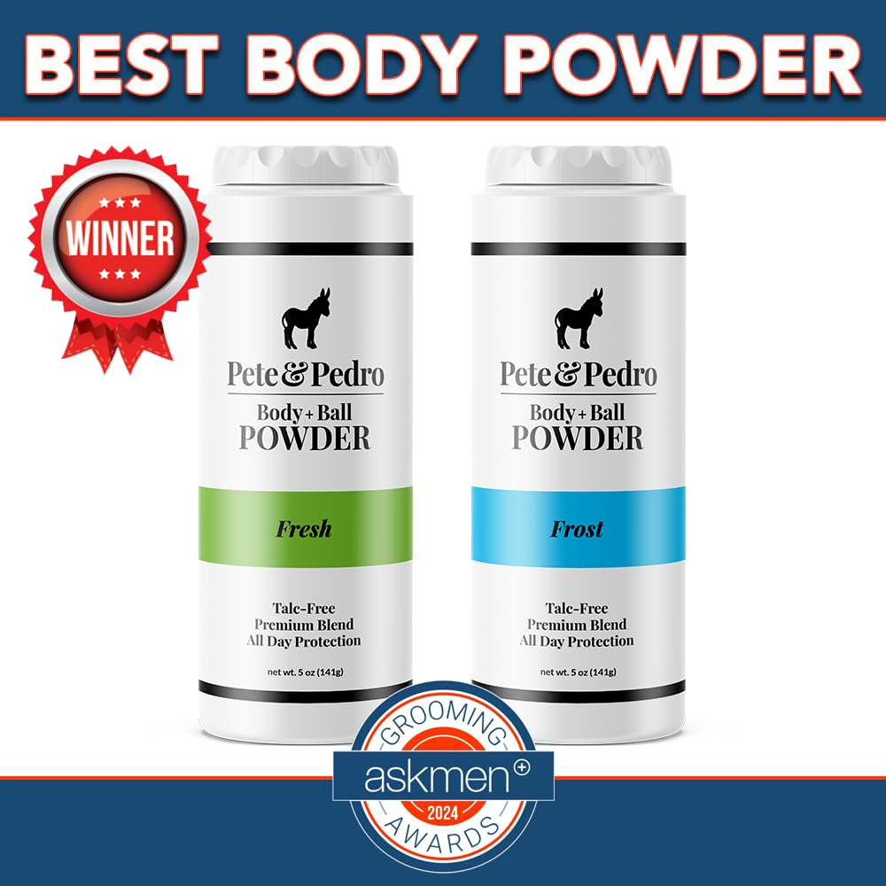 Pete & Pedro Body & Balls Powder (Frost - Cooling Sensation) Talc-Free Ball Powder for Men | Helps with Odor & Absorbs Moisture & Sweat | Deodorant Hygiene for Groin | As Seen on Shark Tank, 5 oz.