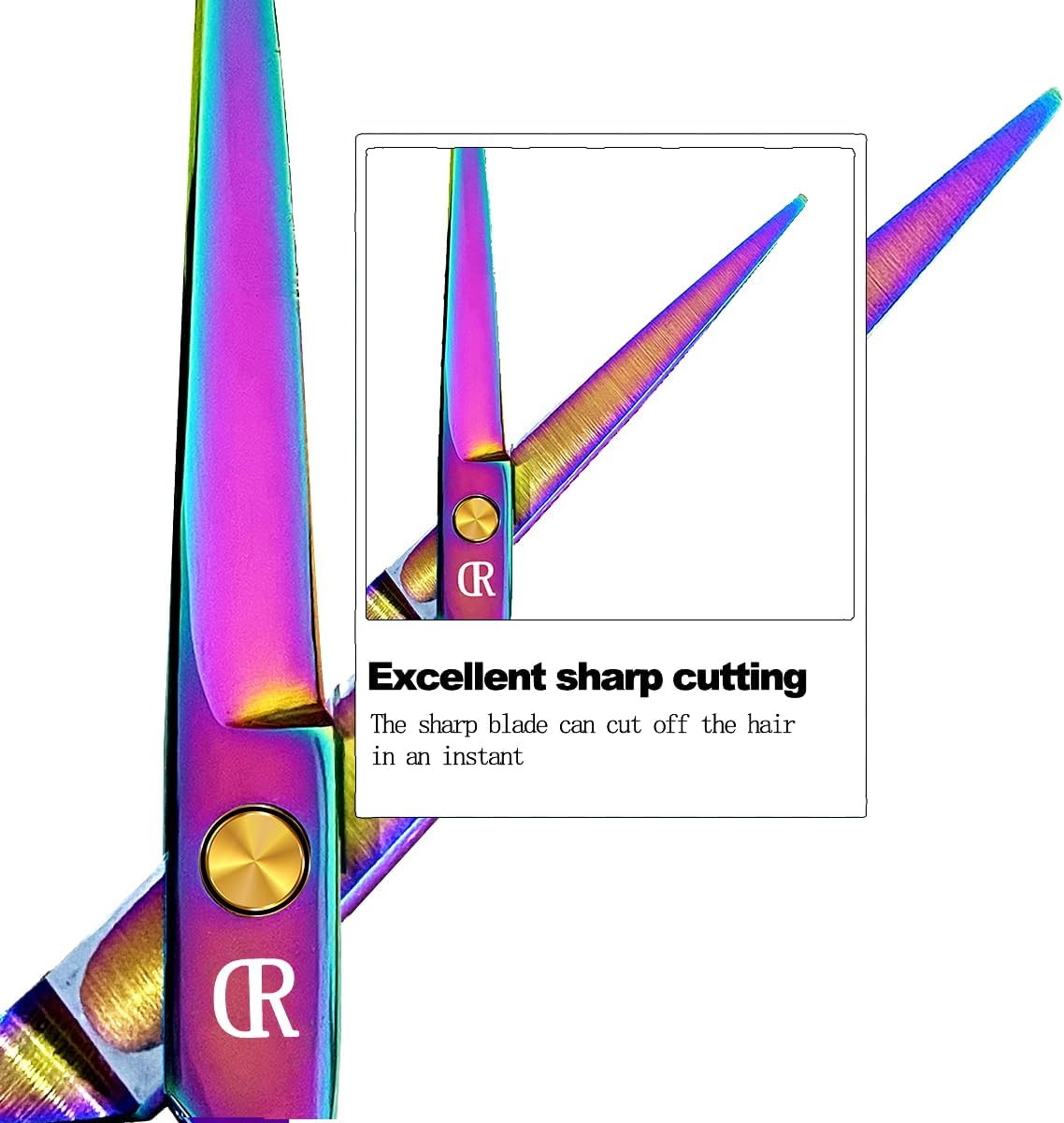 Professional 6-Inch Hair Cutting Shears Set - Barber Scissors & Thinning Shears Kit for Men, Women & Kids (Rainbow Finish)