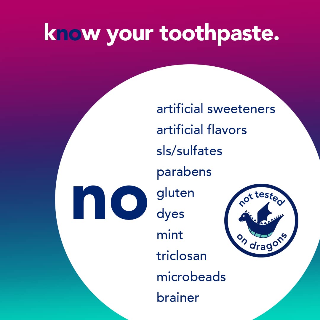 hello Kids Dragon Dazzle Blue Raspberry Fluoride Toothpaste, Vegan & SLS Free, 4.2 Oz, 4 Count