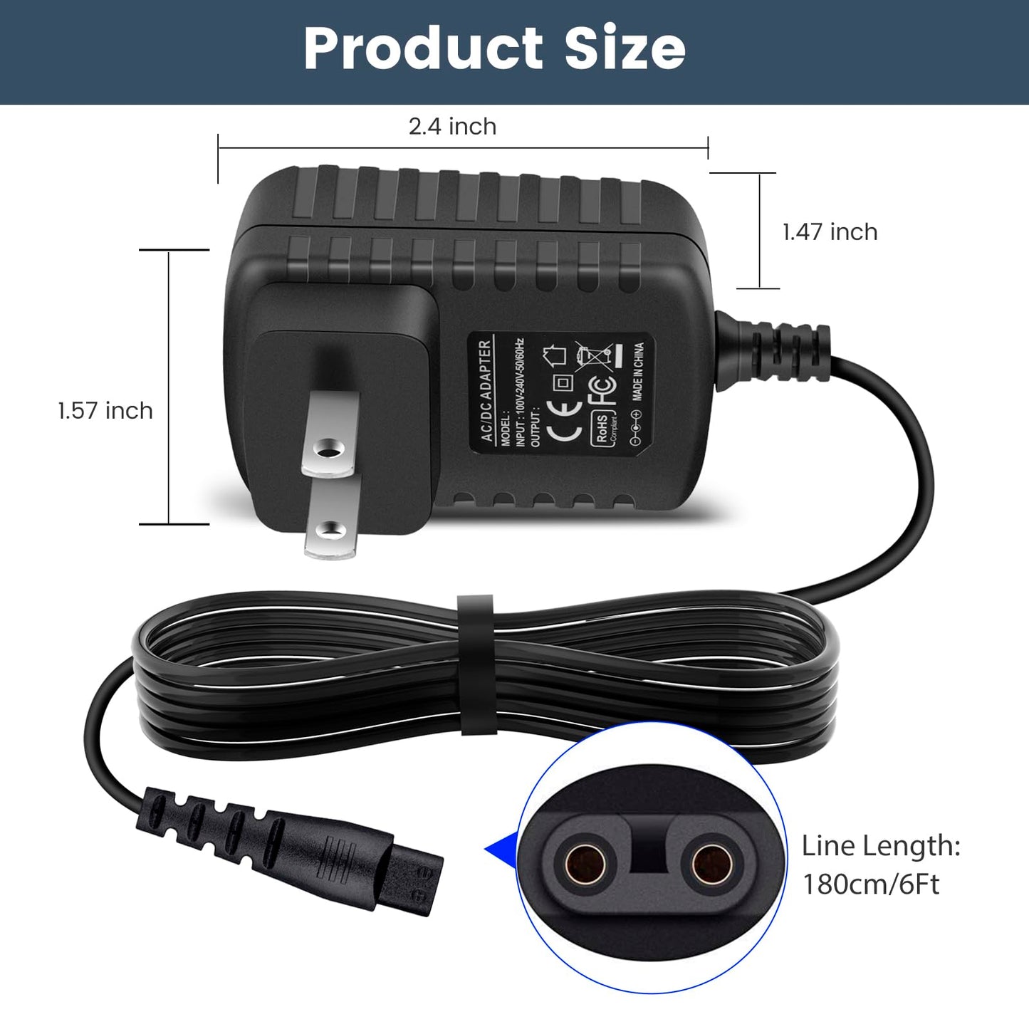 Charger for Remington Shaver for Replacement F5-5800 F5800 F5790 F4790 R5150 R6130 R-6150 MS2-390 MS3-2700 MS680 R9100 Shaver, Electric Razor Power Cord Adapter