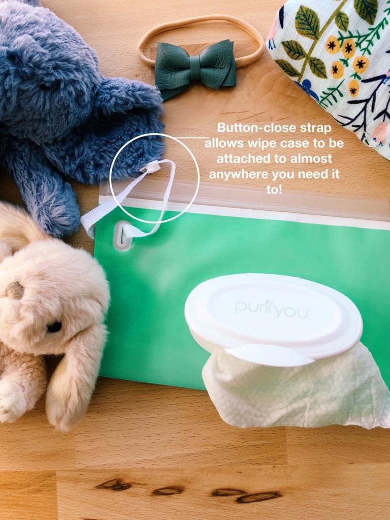 Baby Wipe Case Travel Holder | Keeps Wipes Moist | Set of 6 Wet Wipes Holders Cases | Portable Travel On The Go Refillable Dispenser Container, by purifyou