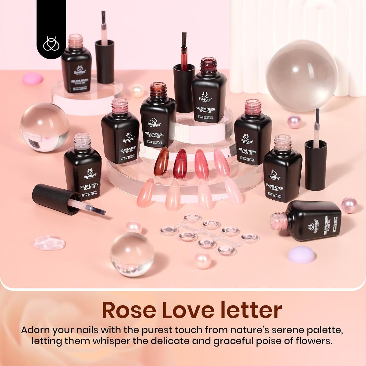 Beetles 6-Pack Fall Gel Nail Polish Set - Brown, Green, Yellow, Burgundy & Glitter - Soak Off UV/LED Manicure Gift for Women