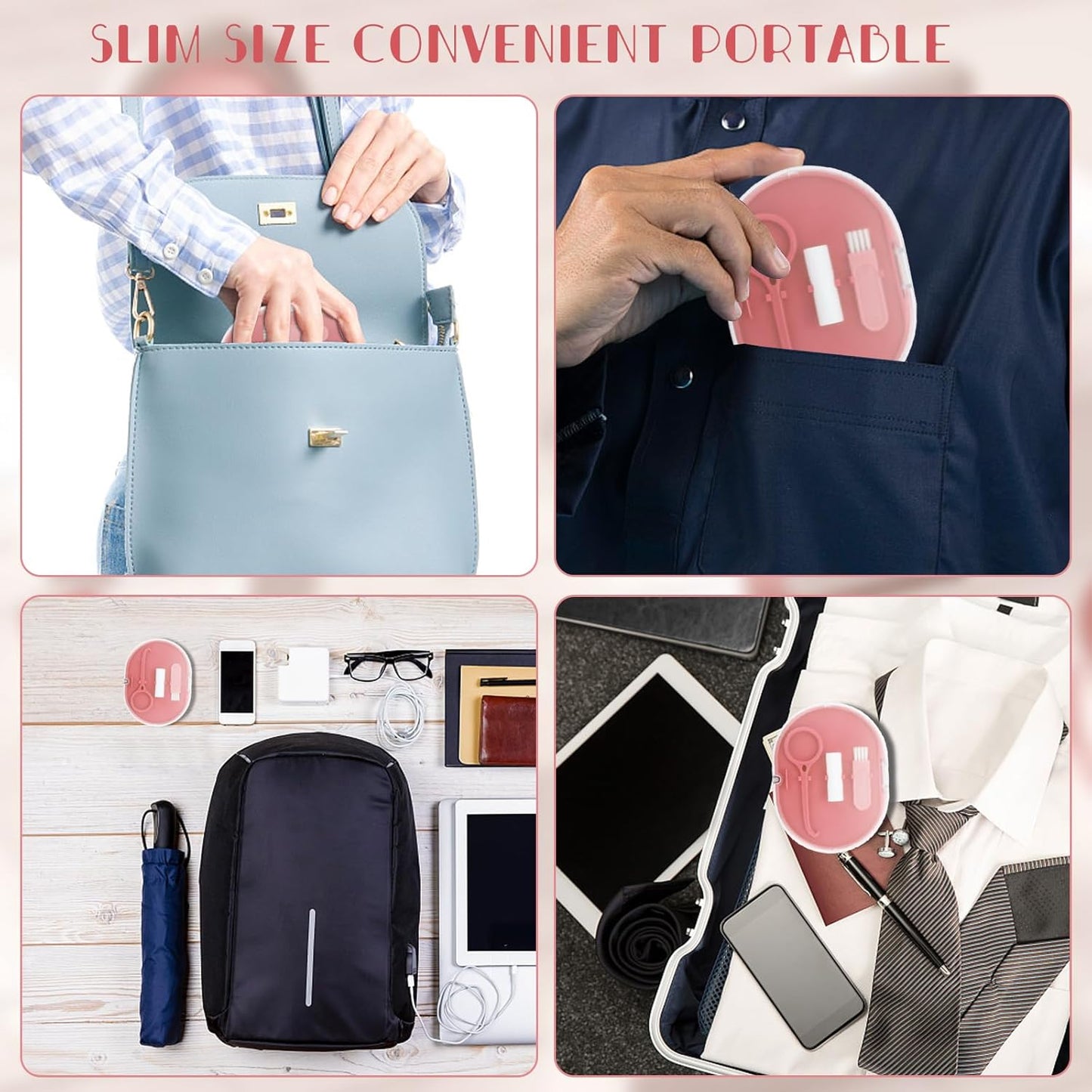 Orthodontic Retainer Storage Case with Cleaning Brush, Mirror & Chewing Tool - Double Layer Design