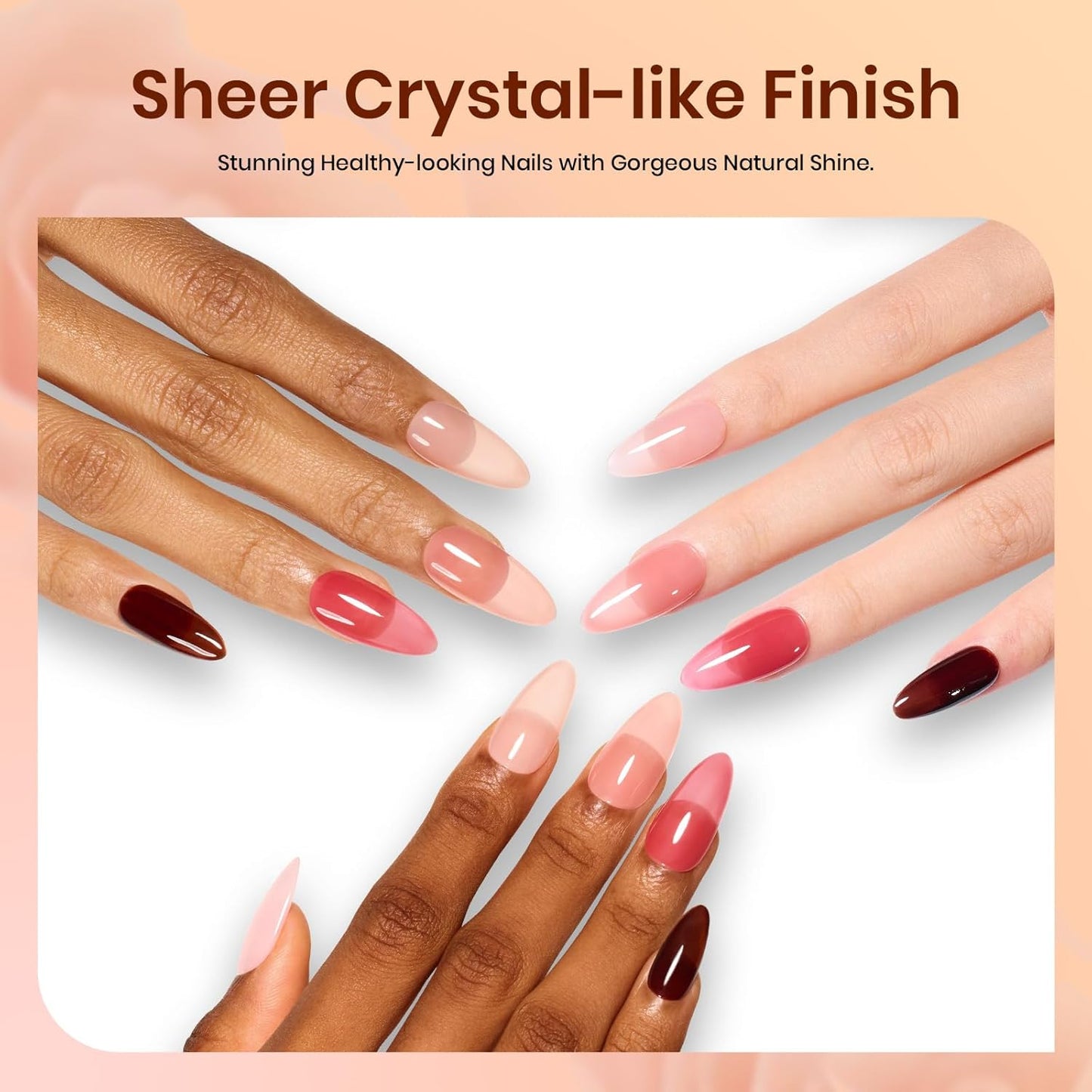 Beetles 6-Pack Fall Gel Nail Polish Set - Brown, Green, Yellow, Burgundy & Glitter - Soak Off UV/LED Manicure Gift for Women