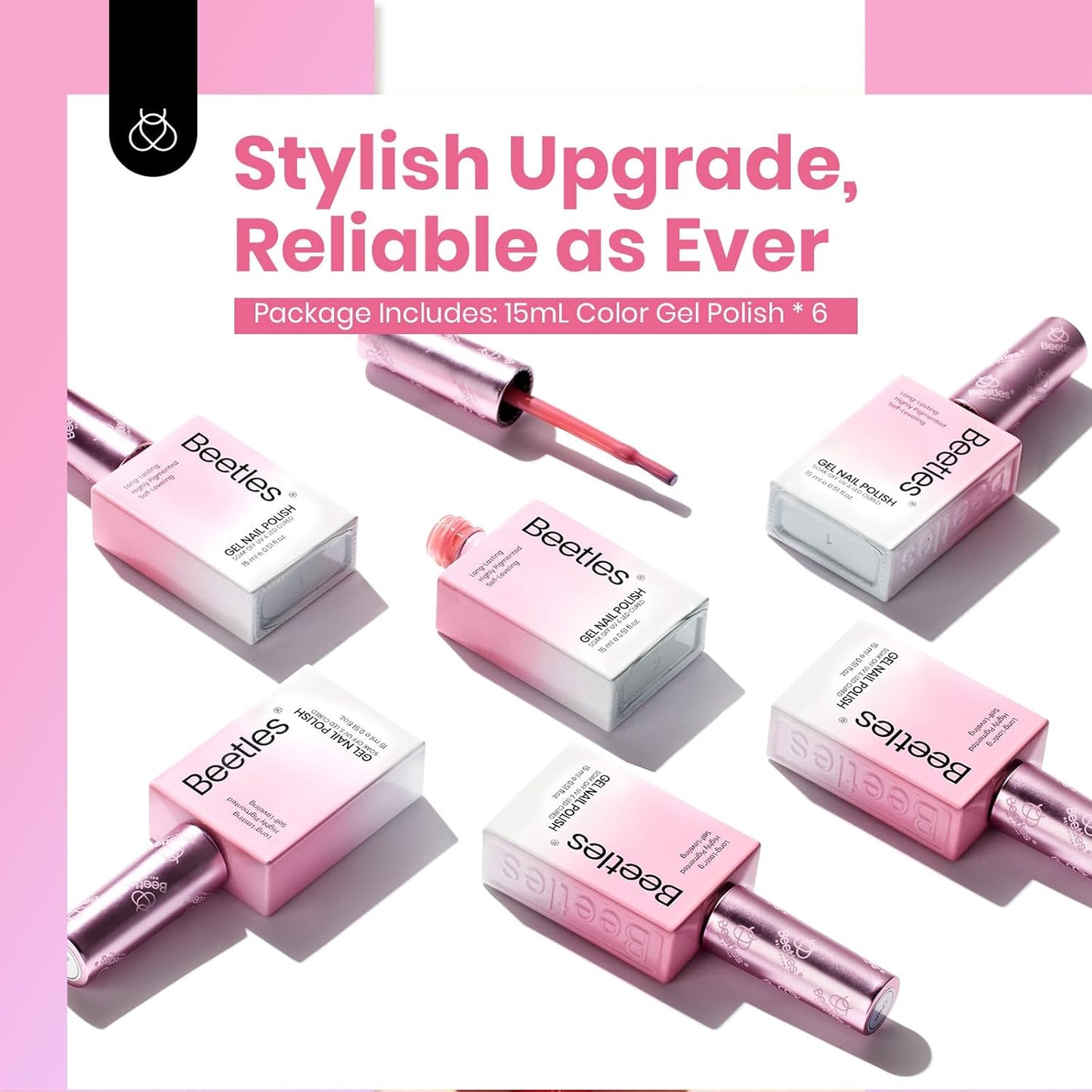 Beetles 6-Pack Fall Gel Nail Polish Set - Brown, Green, Yellow, Burgundy & Glitter - Soak Off UV/LED Manicure Gift for Women