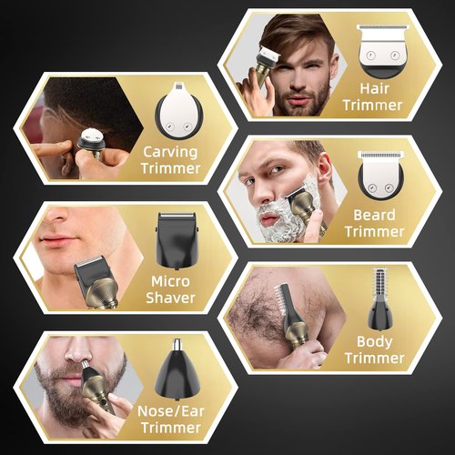 REHOYO Beard Trimmer for Men, Electric Razor Shavers for Men w/Case, Cordless Hair Clipper T-Blade Trimmer, Mens Grooming Kit for Nose Ear Body Face Mustache -180 Mins Shaving, Father Gifts for Him