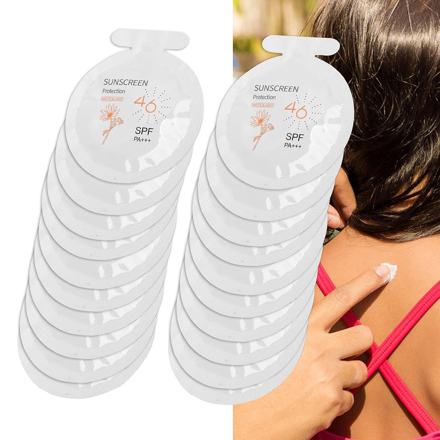 SPF 46 Sunscreen Pack of 20 - Moisturizing Water-Resistant Face & Body Sunblock