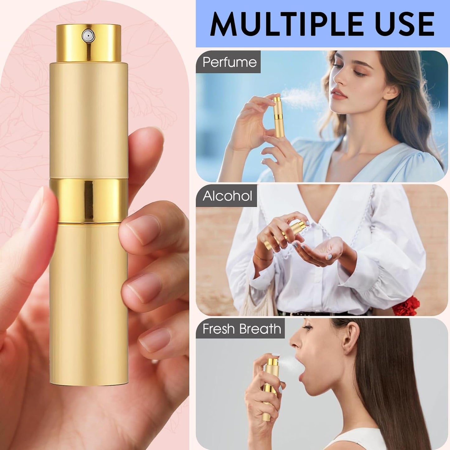 8ML Perfume Atomizer Spray Bottle - 6 Pack Travel Refillable Mini Cologne Dispenser