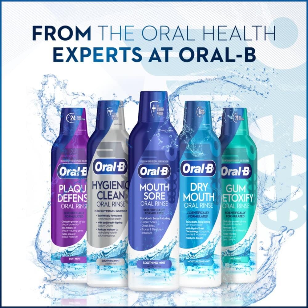 Oral-B Dry Mouth Mouthwash - Moisturizing Mint Flavor, 16 Fl Oz for Fresh Breath