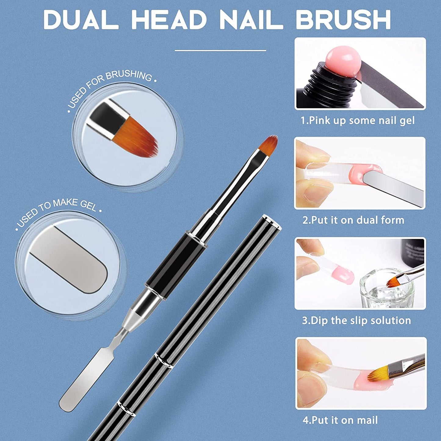 Morovan Nail Slip Solution Kit: 2.5 OZ Anti‑Stick Gel Liquid for PolyGel Nails with Dual‑Ended Brush & Nail Forms Ideal Easy Spread for Beginners