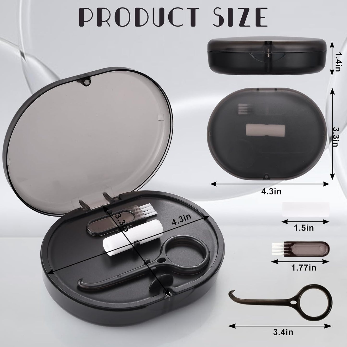 Orthodontic Retainer Storage Case with Cleaning Brush, Mirror & Chewing Tool - Double Layer Design