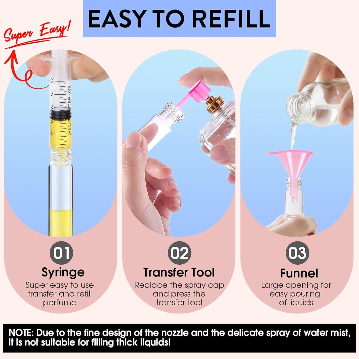 8ML Perfume Atomizer Spray Bottle - 6 Pack Travel Refillable Mini Cologne Dispenser