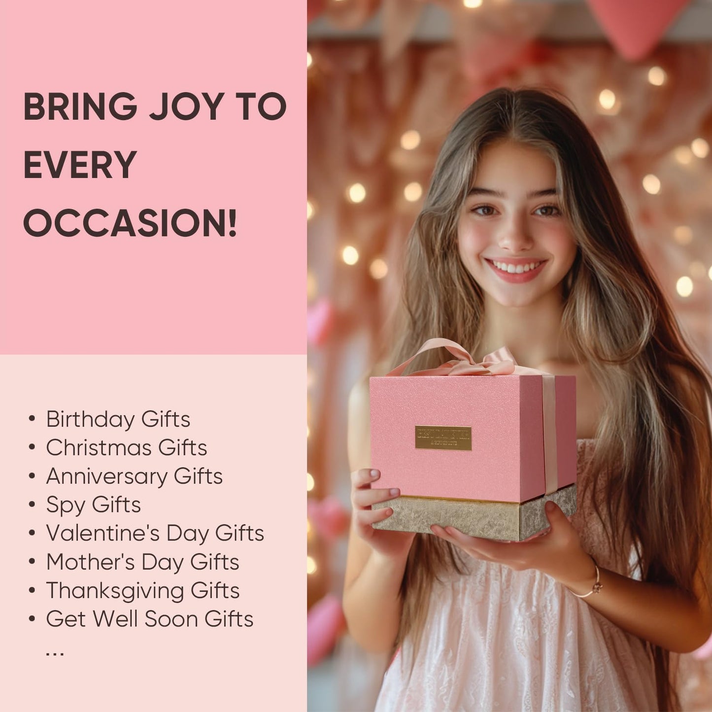 Homemory Gifts for Women, Birthday Bath Set Gift Basket Body Self Care, Spa Valentine's Day Ideas Mom Friend Sister Bestie Her Wife Female Coworkers Daughter 30th 50th 60th with Greeting Card (Pink)