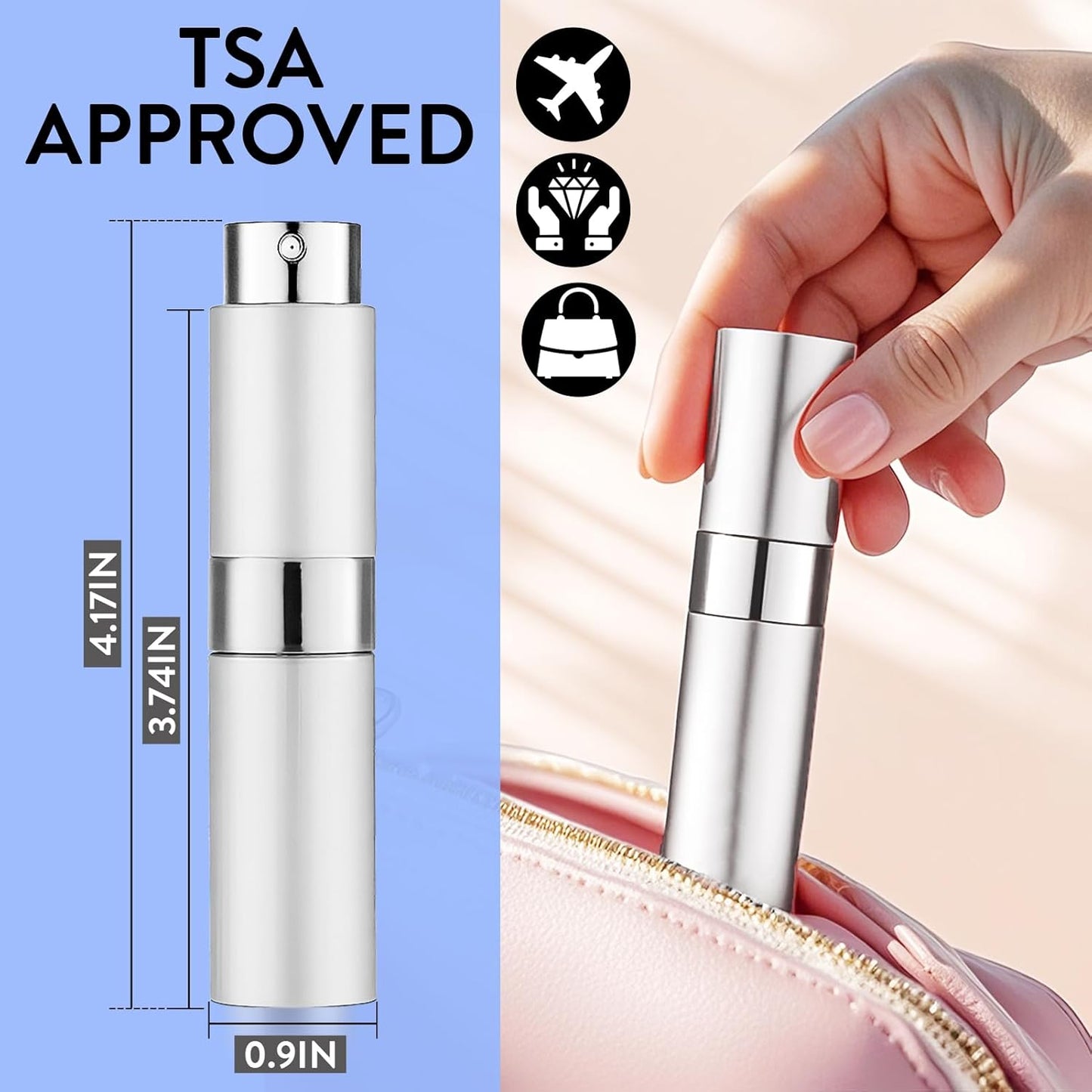 8ML Perfume Atomizer Spray Bottle - 6 Pack Travel Refillable Mini Cologne Dispenser