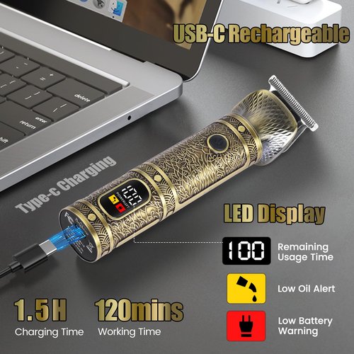 Brightup Beard Trimmer for Men, Electric Razor Shavers for Men, Professional Zero Gapped T-Blade Trimmer, Cordless Hair Clipper, 7 in 1 Grooming Kit for Face Mustache Body Nose Trimmer, Gift for Men