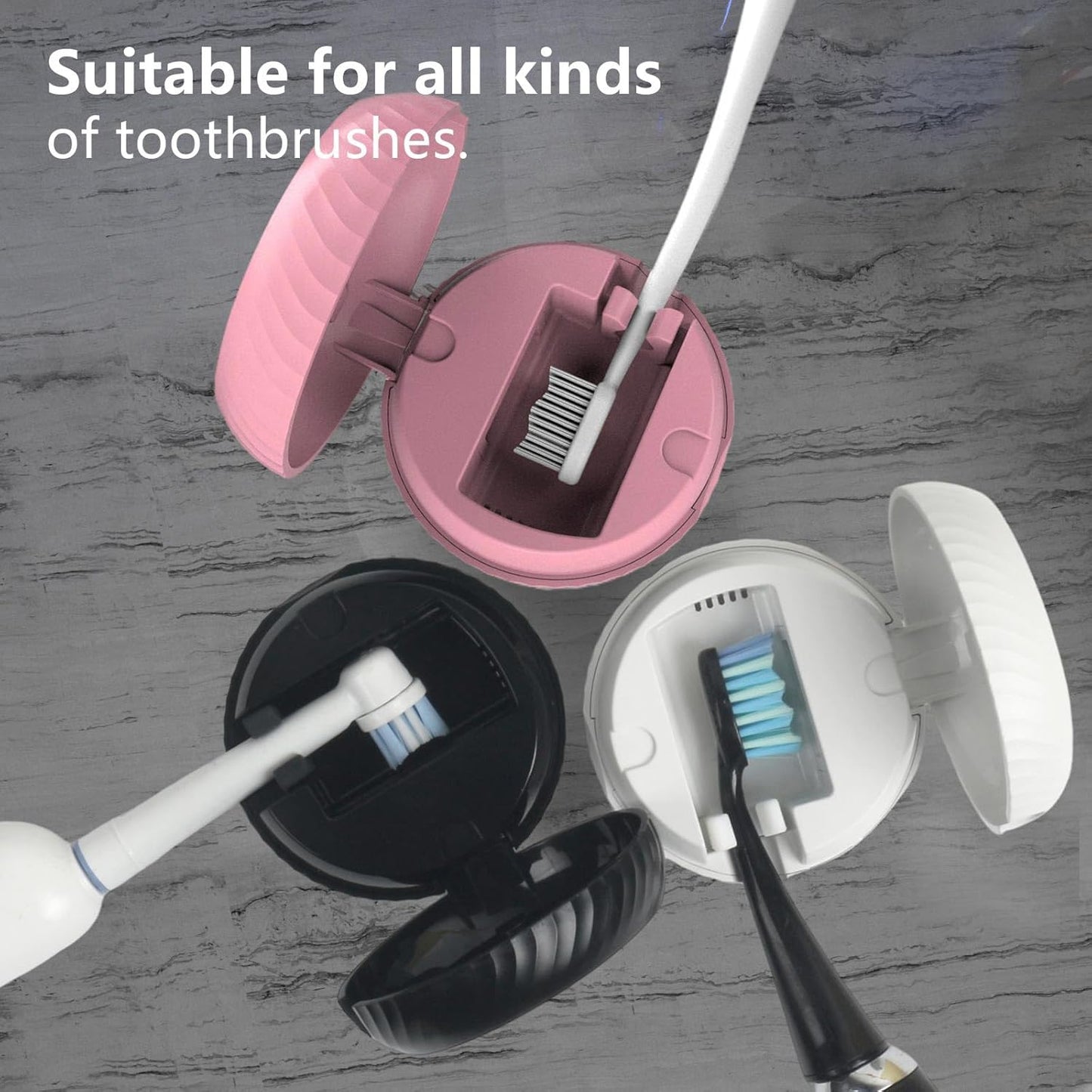 UV Toothbrush Sanitizer Holder – Wall-Mounted Bathroom Accessory for Home & Travel (Black)