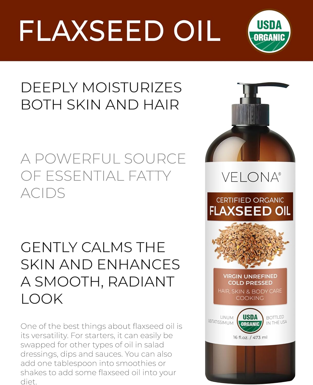 Organic Pumpkin Seed Oil - 8 Fl Oz | 100% Pure Cold Pressed Carrier Oil for Cooking & Skin Care