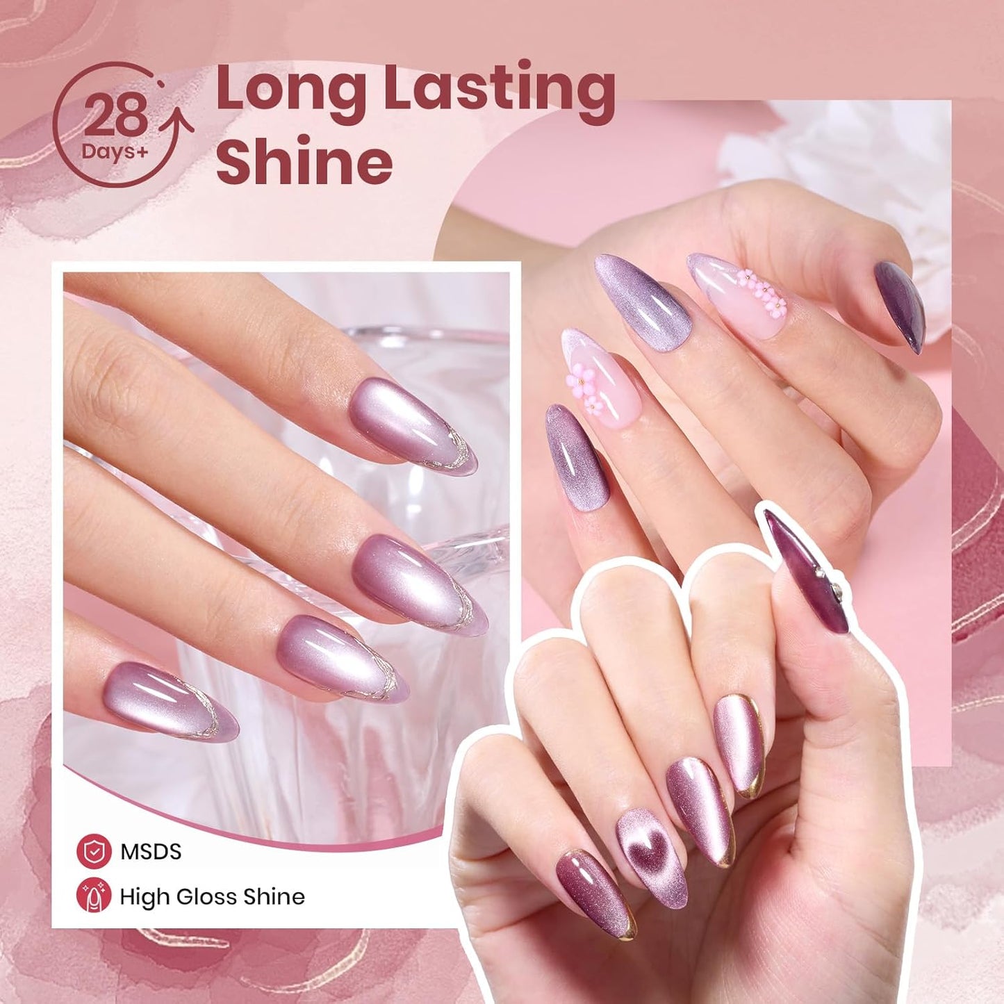 Beetles 6-Pack Fall Gel Nail Polish Set - Brown, Green, Yellow, Burgundy & Glitter - Soak Off UV/LED Manicure Gift for Women