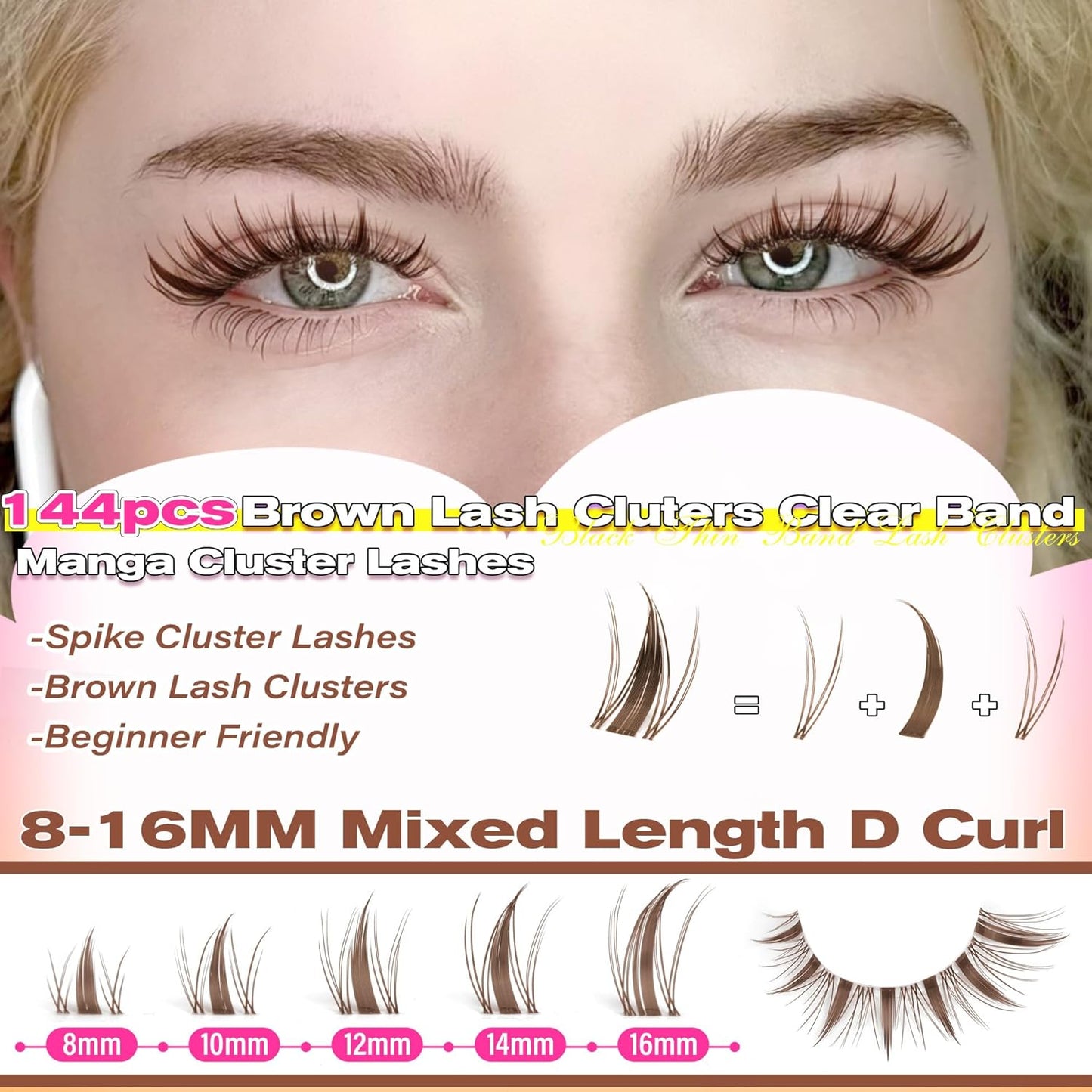 Manga Eyelash Clusters - Natural Look Anime Lash Extensions (8-16MM) for Beginners