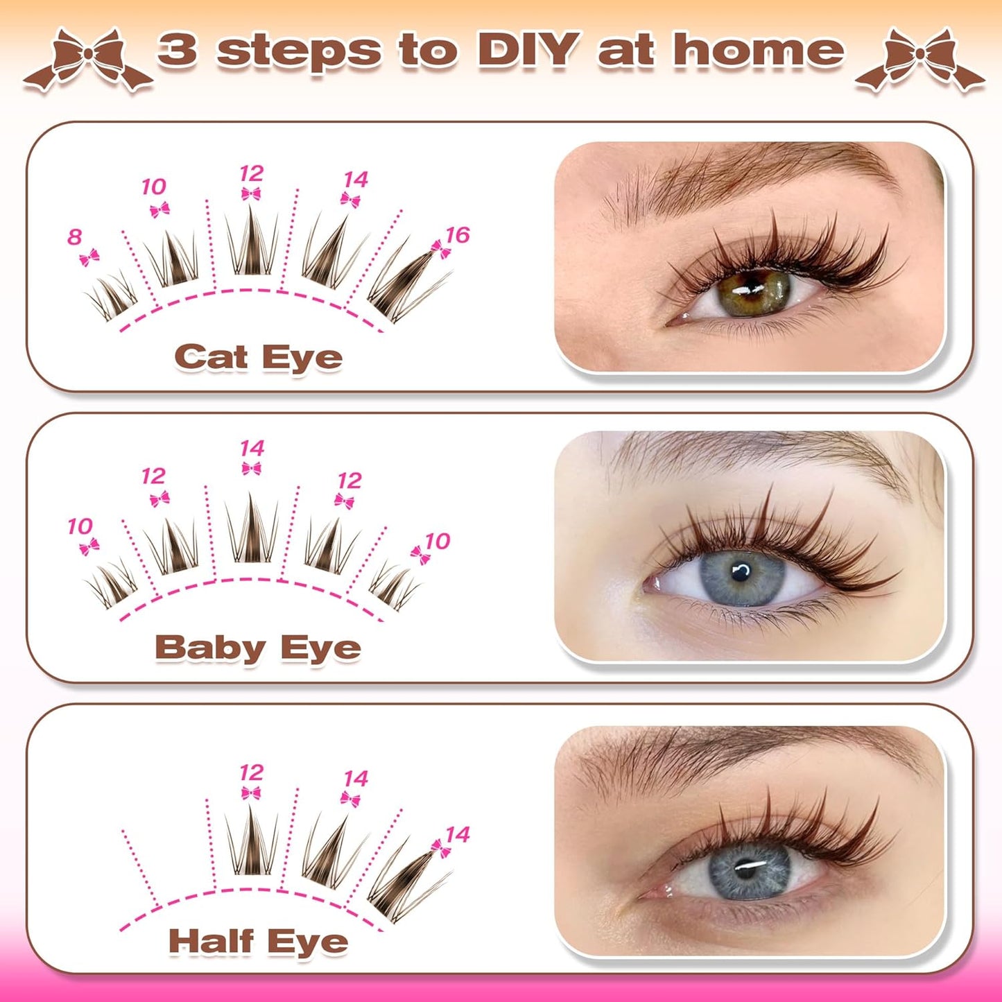 Manga Eyelash Clusters - Natural Look Anime Lash Extensions (8-16MM) for Beginners