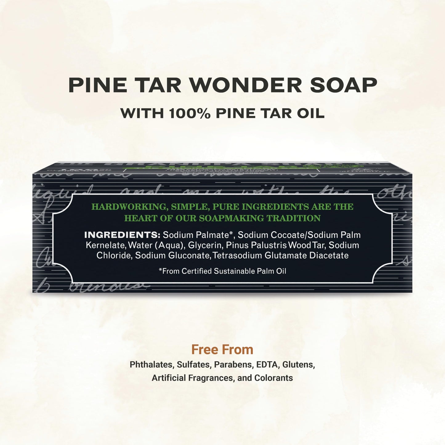 The Grandpa Soap Company Pine Tar Bar Soap for Men- Made With Pine Tar Oil, 3 in 1 Cleanser Deodorizer and Moisturizer, Dermatologist Tested, Safe for Sensitive Skin, 3.25 Oz, 6 Pack