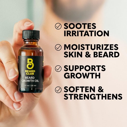 The Beard Club Beard Growth Kit - Derma Roller, Beard Growth Oil, Sandalwood Beard Balm, Beard Comb - Gift Set