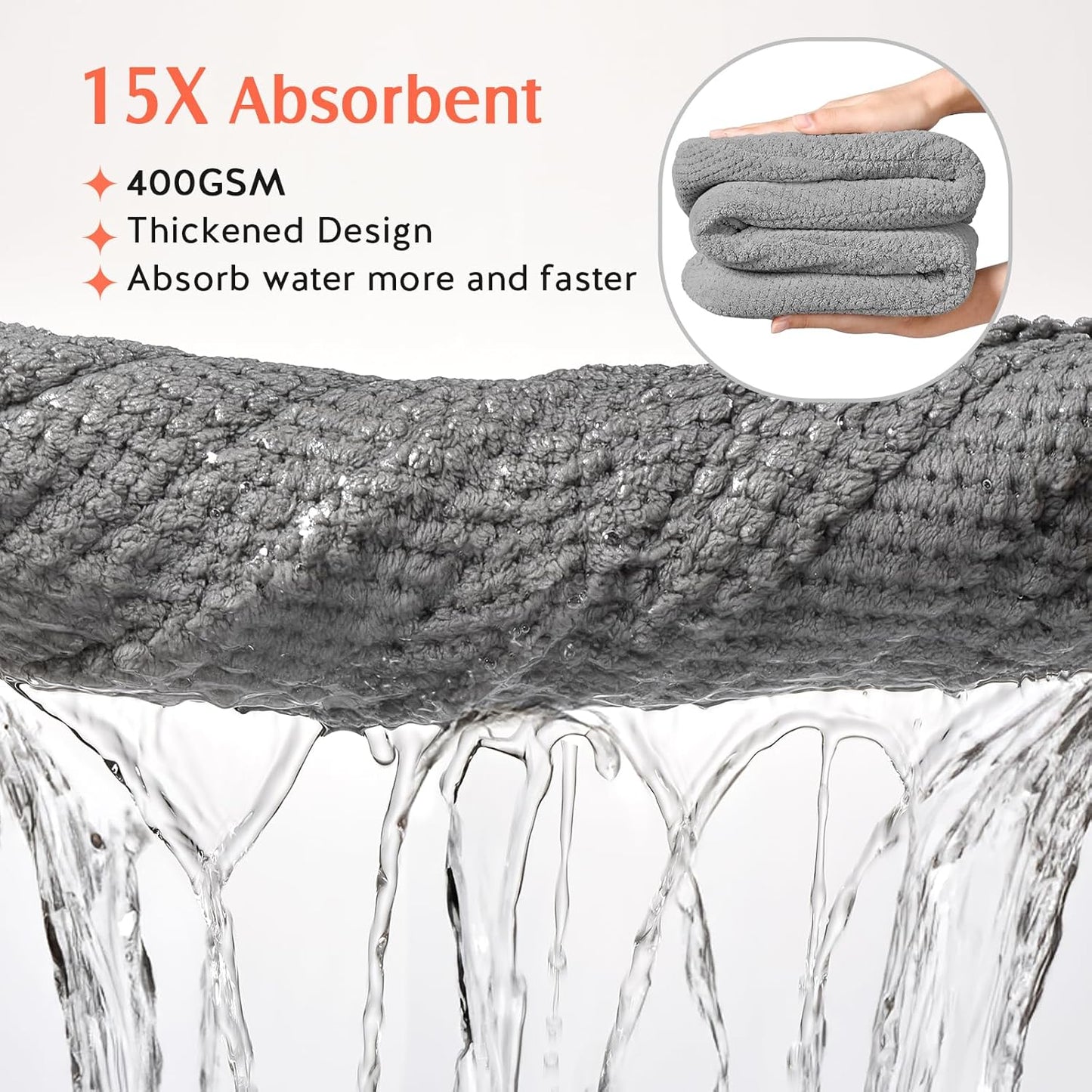 Super Absorbent Microfiber Hair Towel Wraps for Women - 2 Pack Quick Dry Turbans