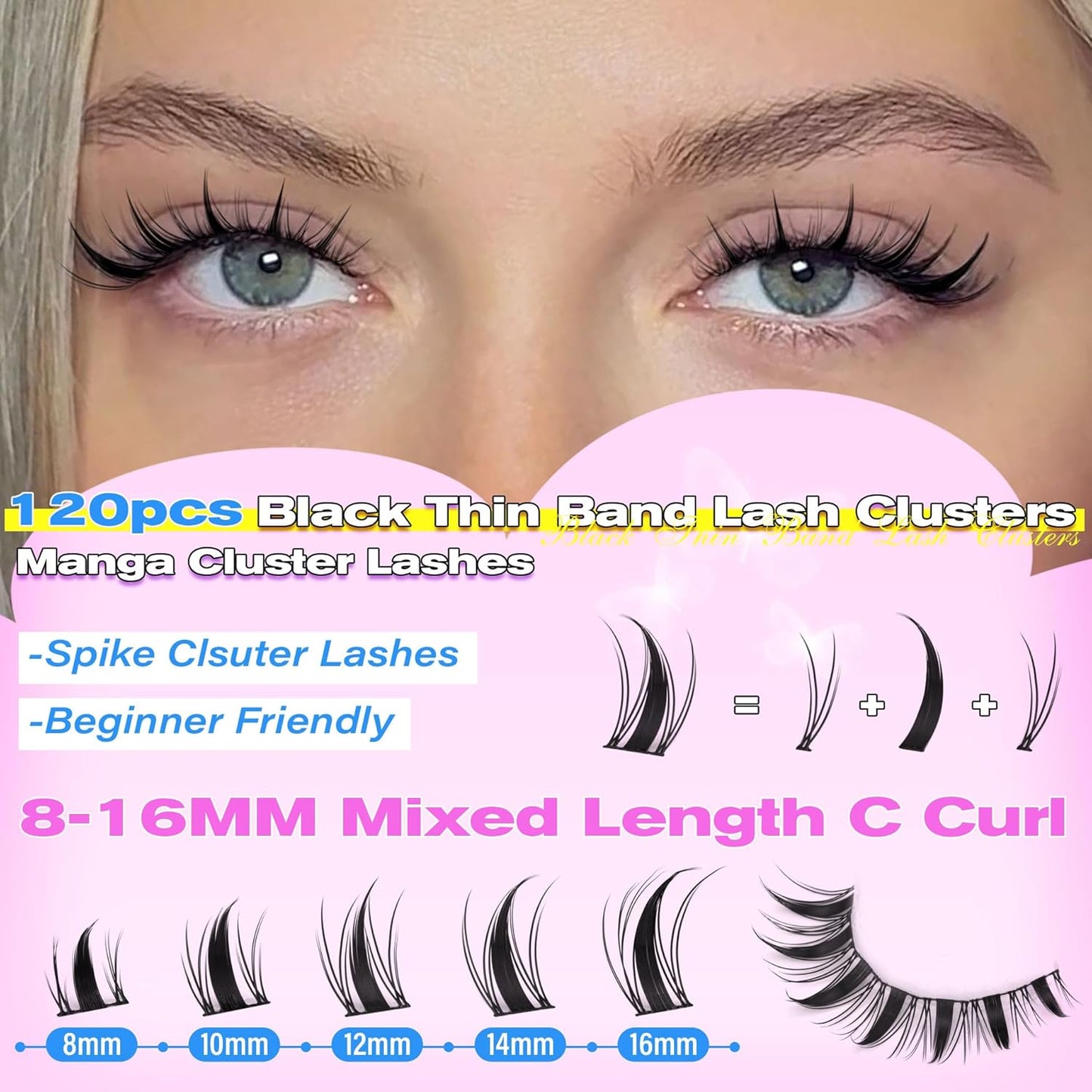 Manga Eyelash Clusters - Natural Look Anime Lash Extensions (8-16MM) for Beginners