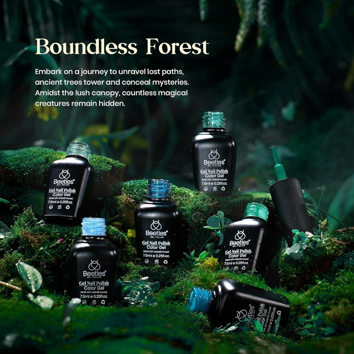 Beetles 6-Pack Fall Gel Nail Polish Set - Brown, Green, Yellow, Burgundy & Glitter - Soak Off UV/LED Manicure Gift for Women